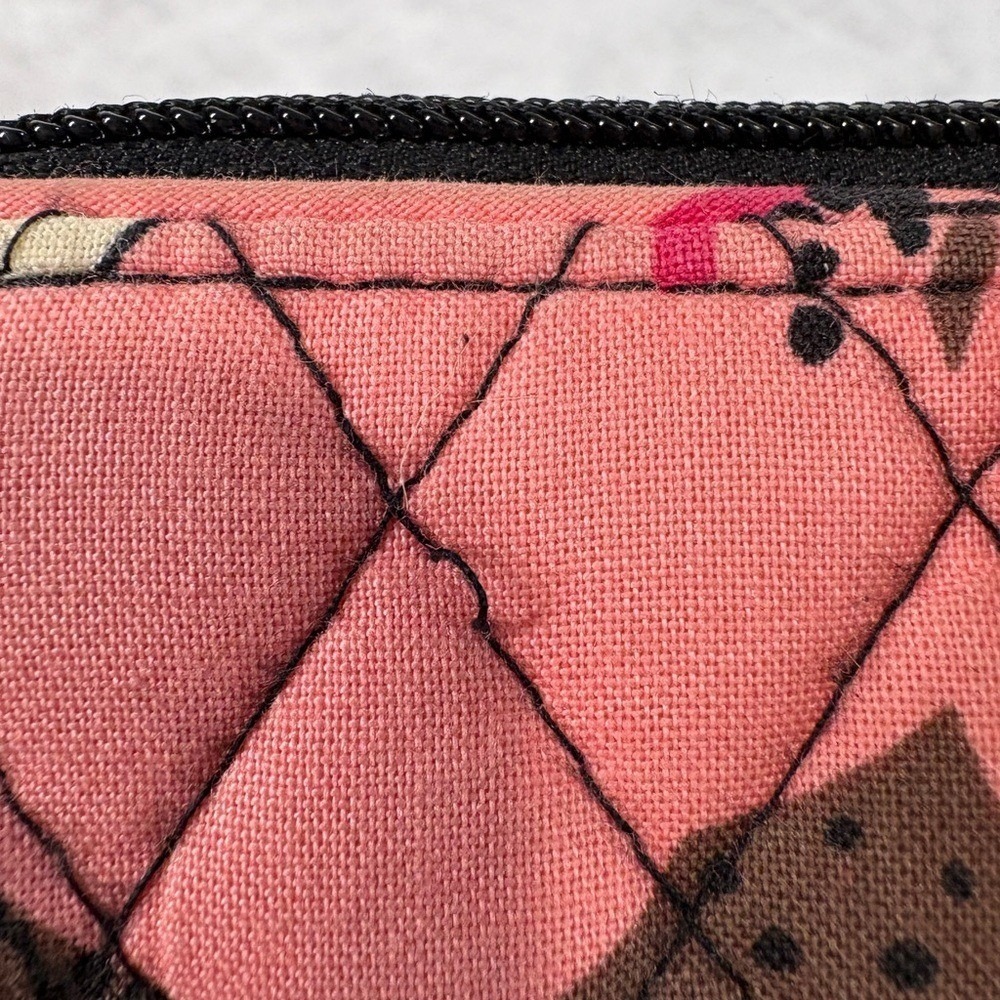 Vera Bradley Quilted Floral Zip Wallet in Pink, Cream & Brown - Picture 3 of 7